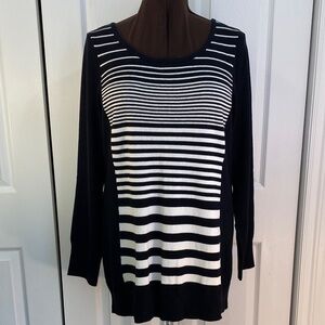 Reitmans Tunic Sweater with striped front panel, Acrylic Cotton Nylon, XXL Plus